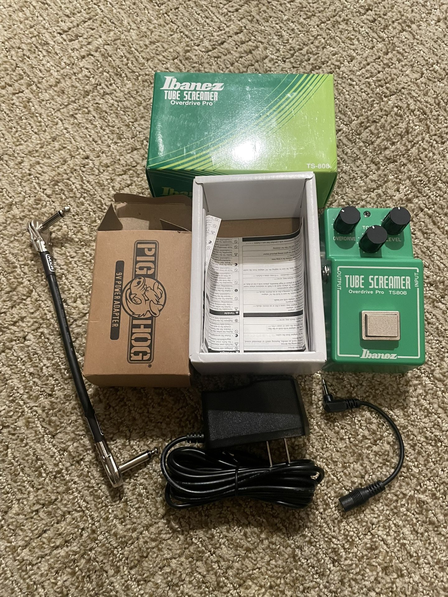 Guitar Pedal Ibanez TS808 with 9v supply and cable