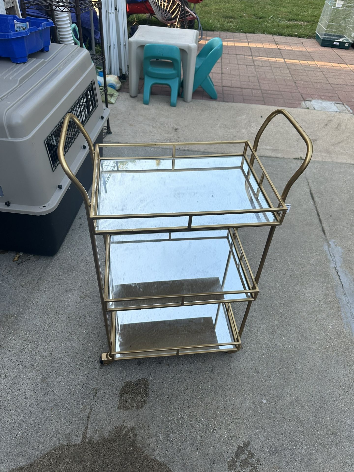 Metal Mirror Bar Cart 