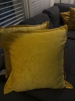Nanette Lepore 24x24 feather decorative pillows – mustard velvet