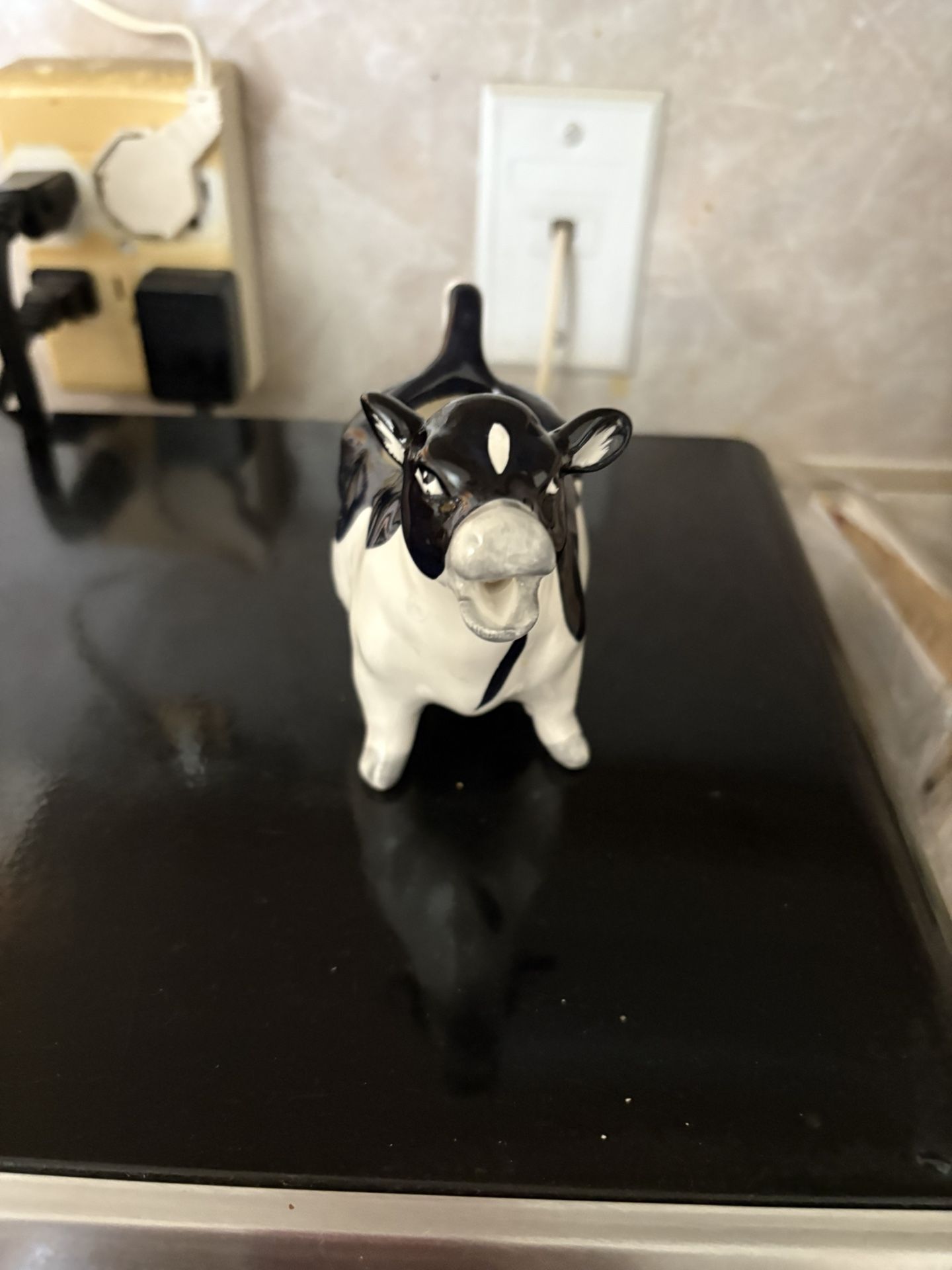 Vintage Otagiri Ceramic Cow Creamer Pitcher Black and White Hand Painted Japan