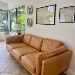 Leather Couch Sofa West Elm Zander 