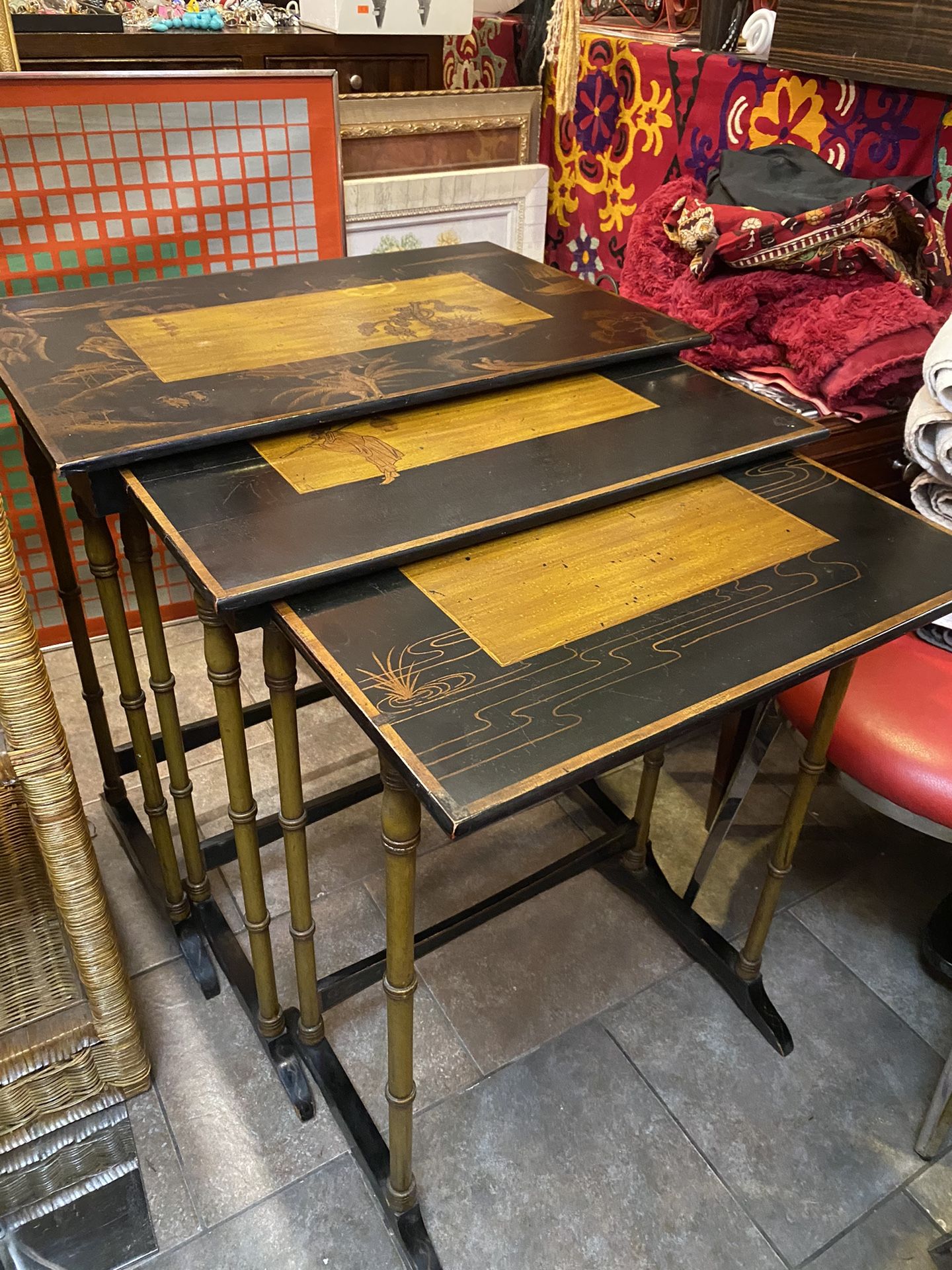 Beautiful Antique Tall nesting tables