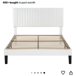 Full Velvet Upholstered White Headboard and Frame