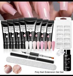 13Pcs/Set 20ml Poly Extension Gel Set Nail Art Polygels Kit Clear White Color Nail UV Gel Tip Form Acrylic Nail Gel Slice Brush Kit With 100pcs Nail E
