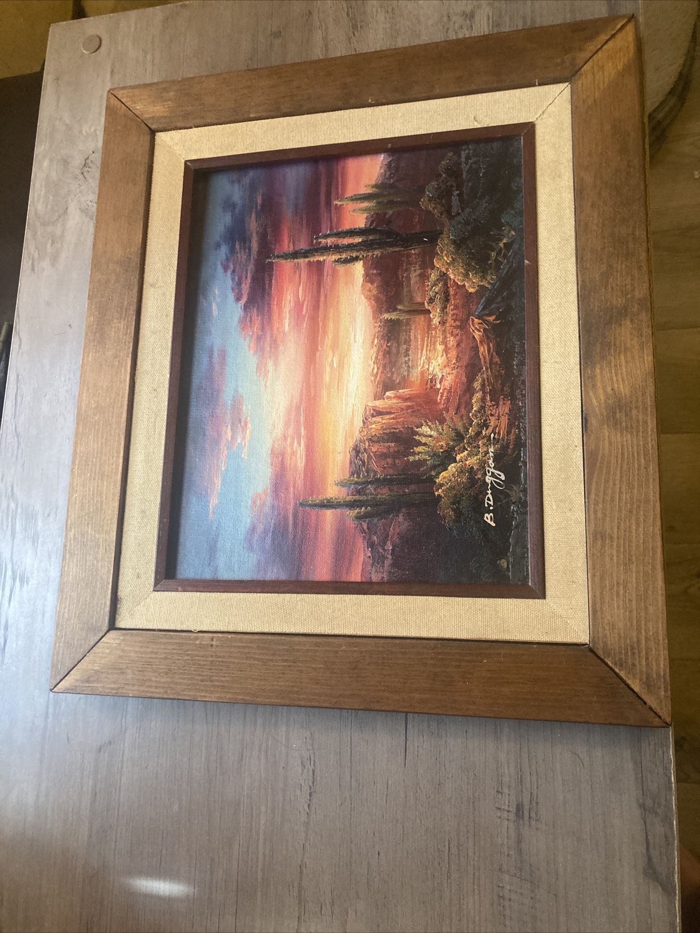 Large Bernard B Duggan Southwest Landscape Oil Painting Signed Scratches C Pics
