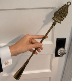 Original Vintage Boat Ship Nautical Shoe Horn Fine Art Solid Metal Antique Decor Men Unisex Haberdashery 18” Collectible HILLCREST / University Height