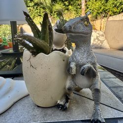 😎 🔥 🥚 🦖 RARE: Dinosaur Egg Planter w Succulent 🪴 