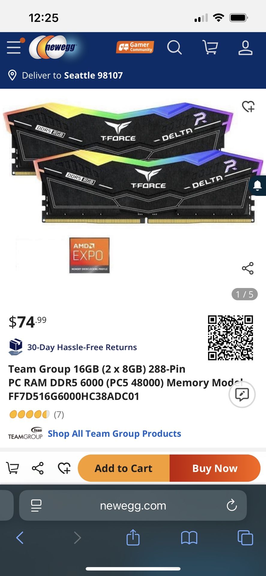 TForce DDR5 6000MHz 16GB (2x8GB) RAM