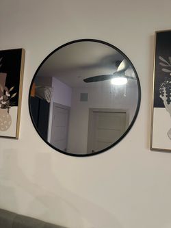 Round Black Framed Wall Mirror