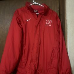 Vintage Nebraska Cornhuskers Jacket Mens Medium Red Nike Zip Up Football Casual