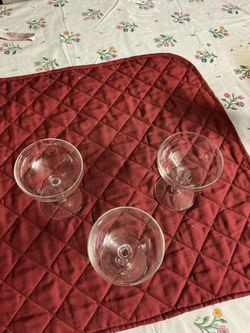 Set of 3 Clear Glass Coupe Glasses