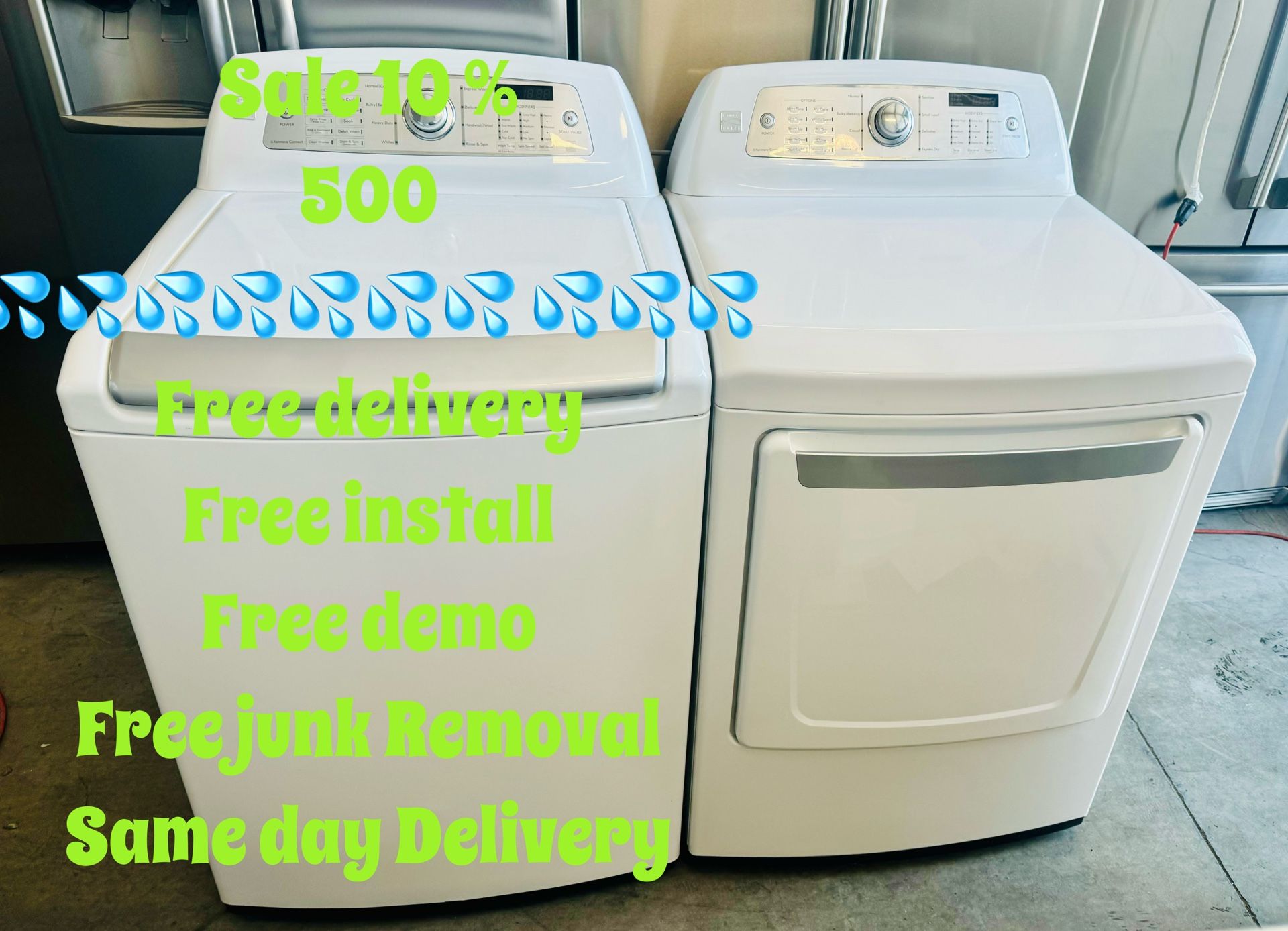 Washer Dryer Kenmore Elite Stainless Tub Super Capacity Clean Like New FREE 🚚