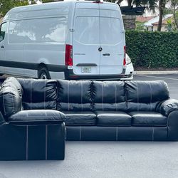 Sofa/Couch Sectional - 2 Pieces - Black - Faux Leather - Delivery Available 🚚