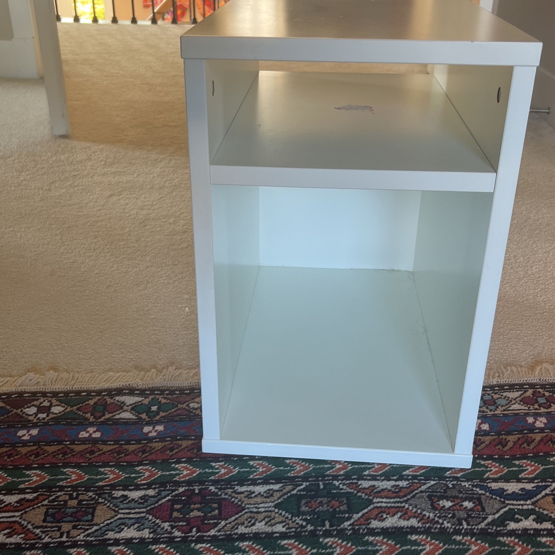 white IKEA bedside table