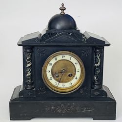  Antique French Victorian Marble Eight Day Striking Mantel Clock