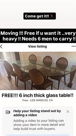 Glass Top Dining Table with 6 Chairs