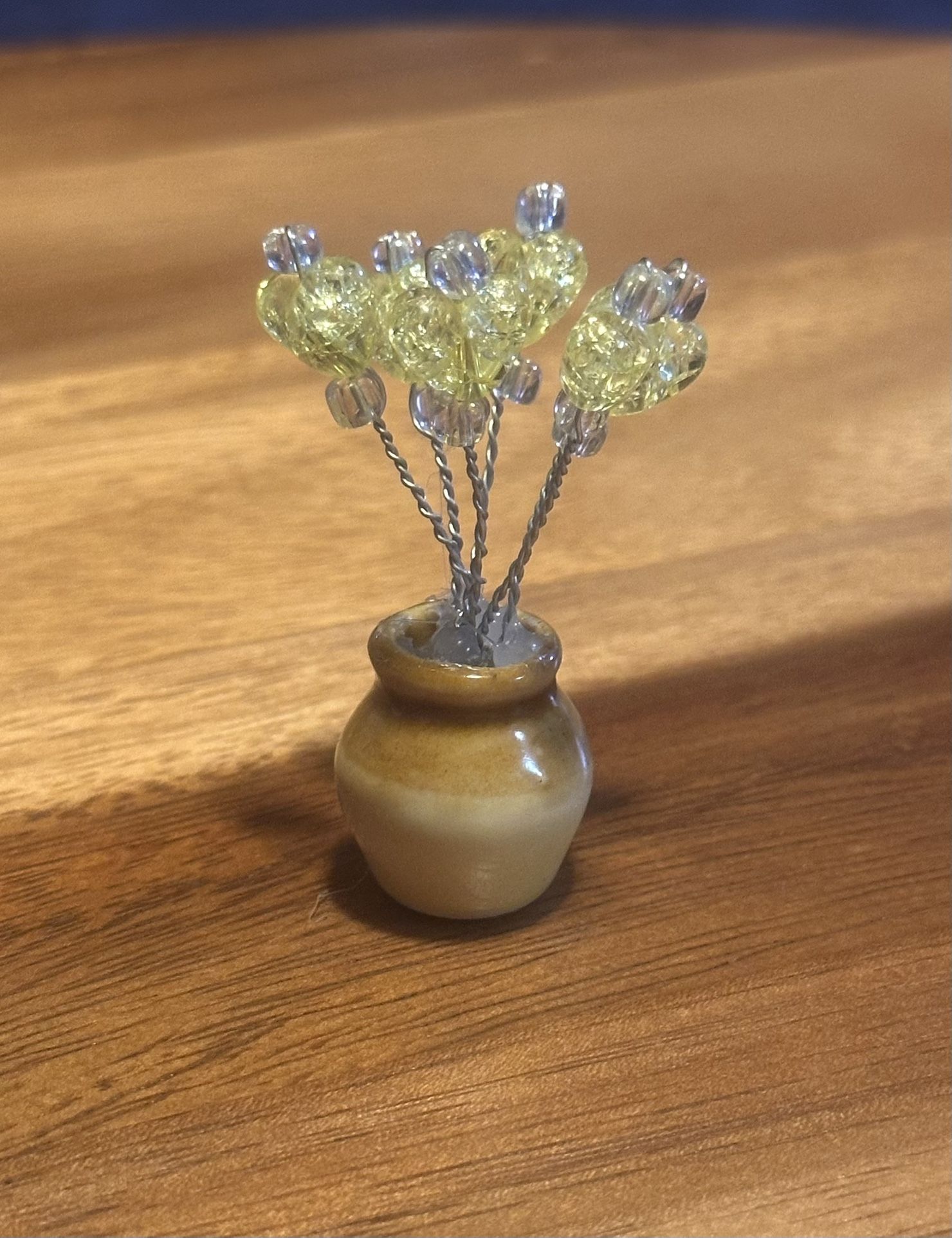Handmade Miniature Beaded Flower In Pot