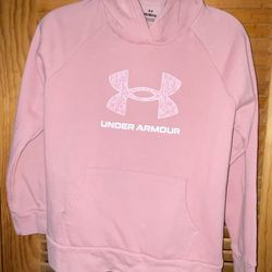 Under Armour Big Girls Rival Fleece Big Logo Print Fill Hoodie - Pink - Size Large
