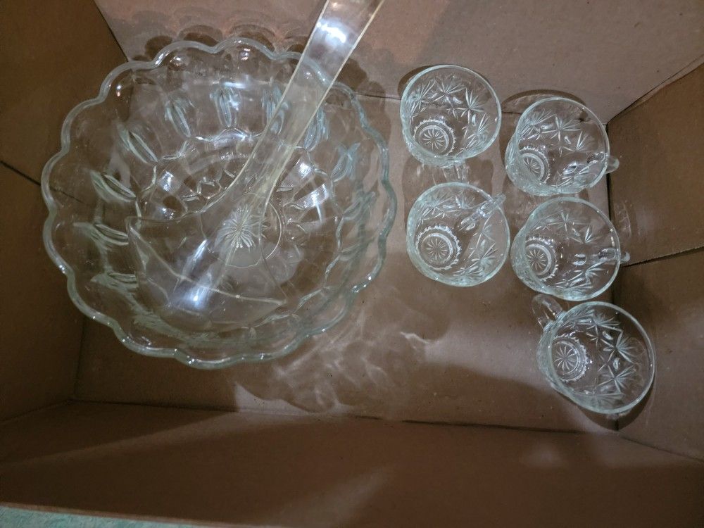 Glass Punch Bowl Set