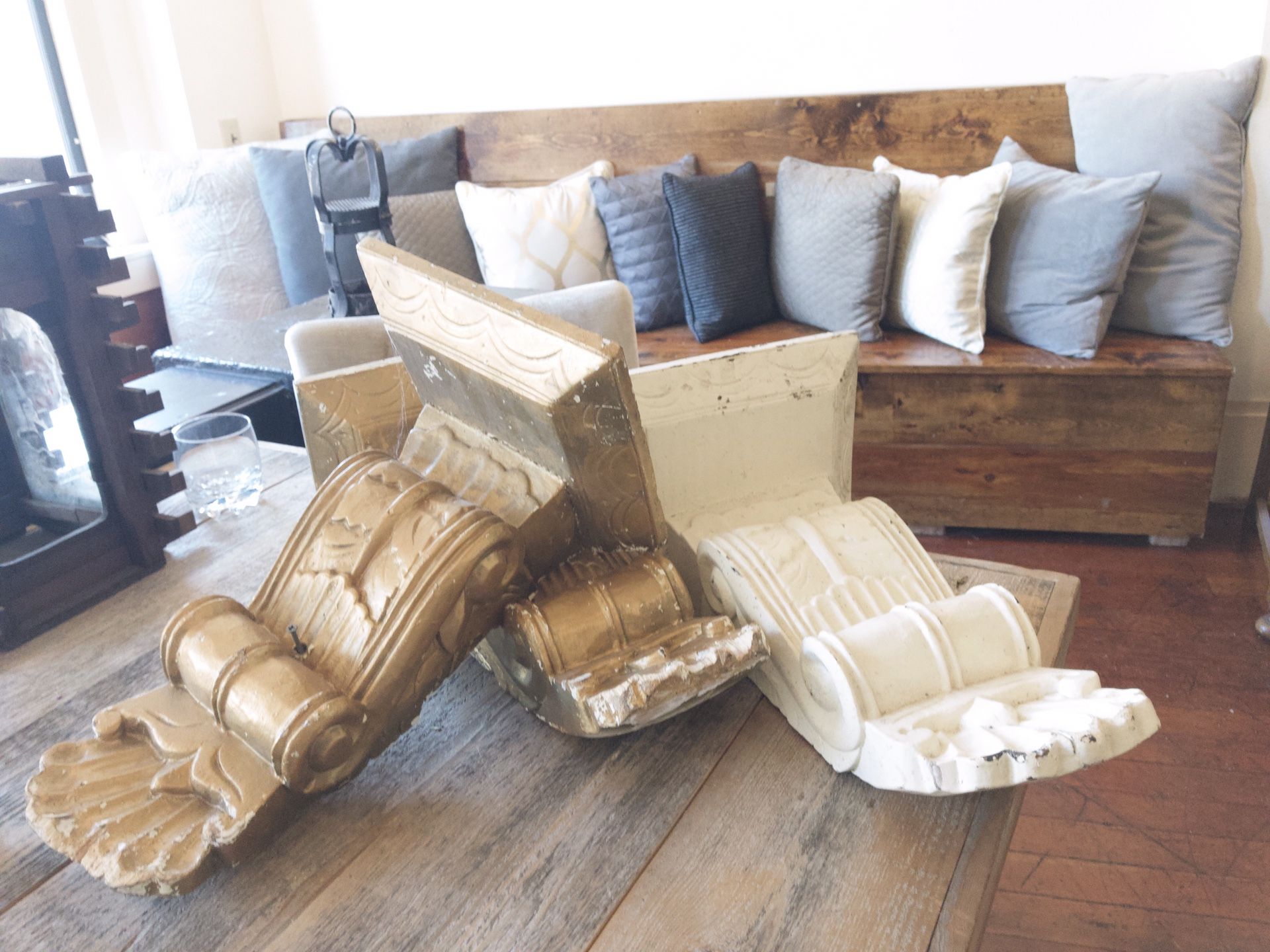 Vintage Gold & Creme Wall Sconces.