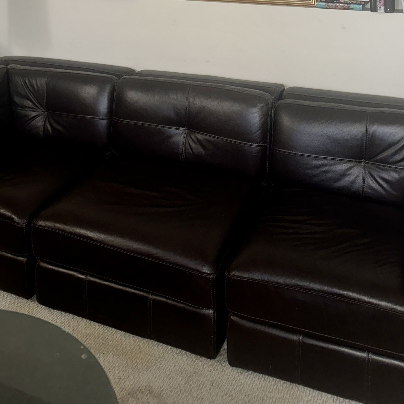 Dark Brown Leather Sofa 