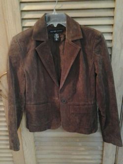 Brown 100% leather siede jacket. NewYork and company. Size 4. Like new