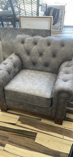 Grey Tufted Arm Chair
