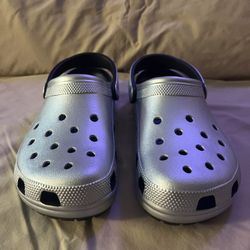 Crocs Unisex Silver Gray Clog Mules Size 11