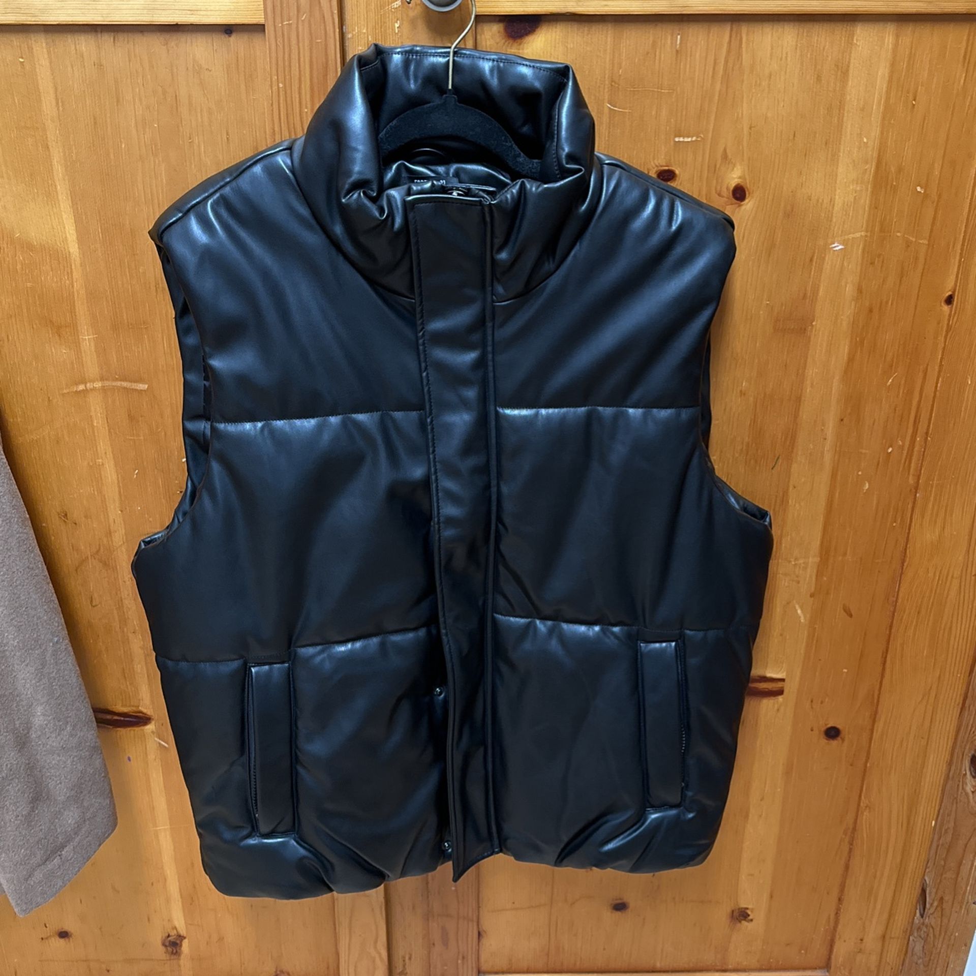 Men’s Black Puff Leather Vest