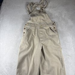 Wrangler Overalls Women’s M Beige Bib Jumpsuit Straight Leg Y2K Festival#2068