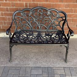 Beautiful Nice Full Metal Bench Floral Design Bistro