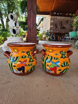 Western Talavera Clay Pots, Planters,Plants, Pottery $60 cada uno.