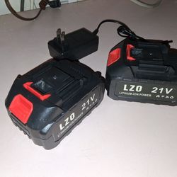 Brand new 21-volt lithium iron power batteries $20 set of two with charger no less!