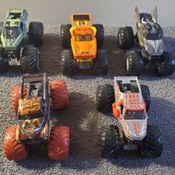 Monster Trucks Monster Jam Hot Wheels lot of 5 1:64 scale