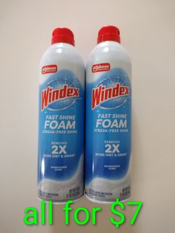 Windex Fast Shine Foam Glass, Window, and Mirror All Purpose Cleaner, No-Drip Aerosol Cleaning Spray, 19 oz