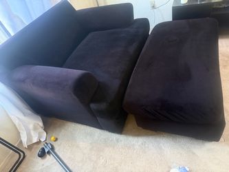 Black Microfiber Sofa with Ottoman