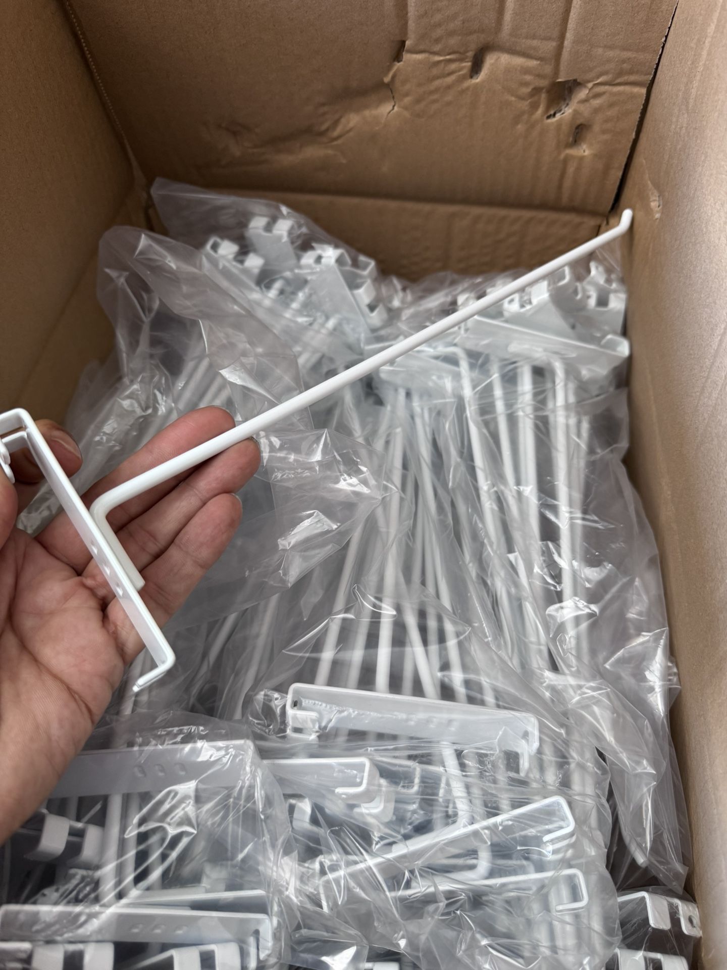 12” White Gridwall Hooks For Grid Panels 100 Pieces Per Box