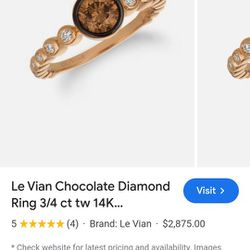 14k Levian VS2 Chocolate Natural Diamond Solitaire Ring