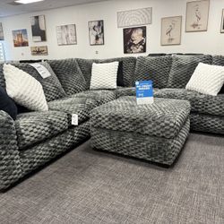 Dark Gray XL Sofa Sectional Set + Ottoman - Free Delivery 