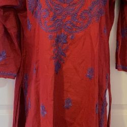 Fiesta-Festive Indian Embroidered Tunic Top With Side Slips