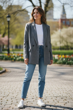 Repeat Roses Gray Plaid blazer MEDIUM (One size)