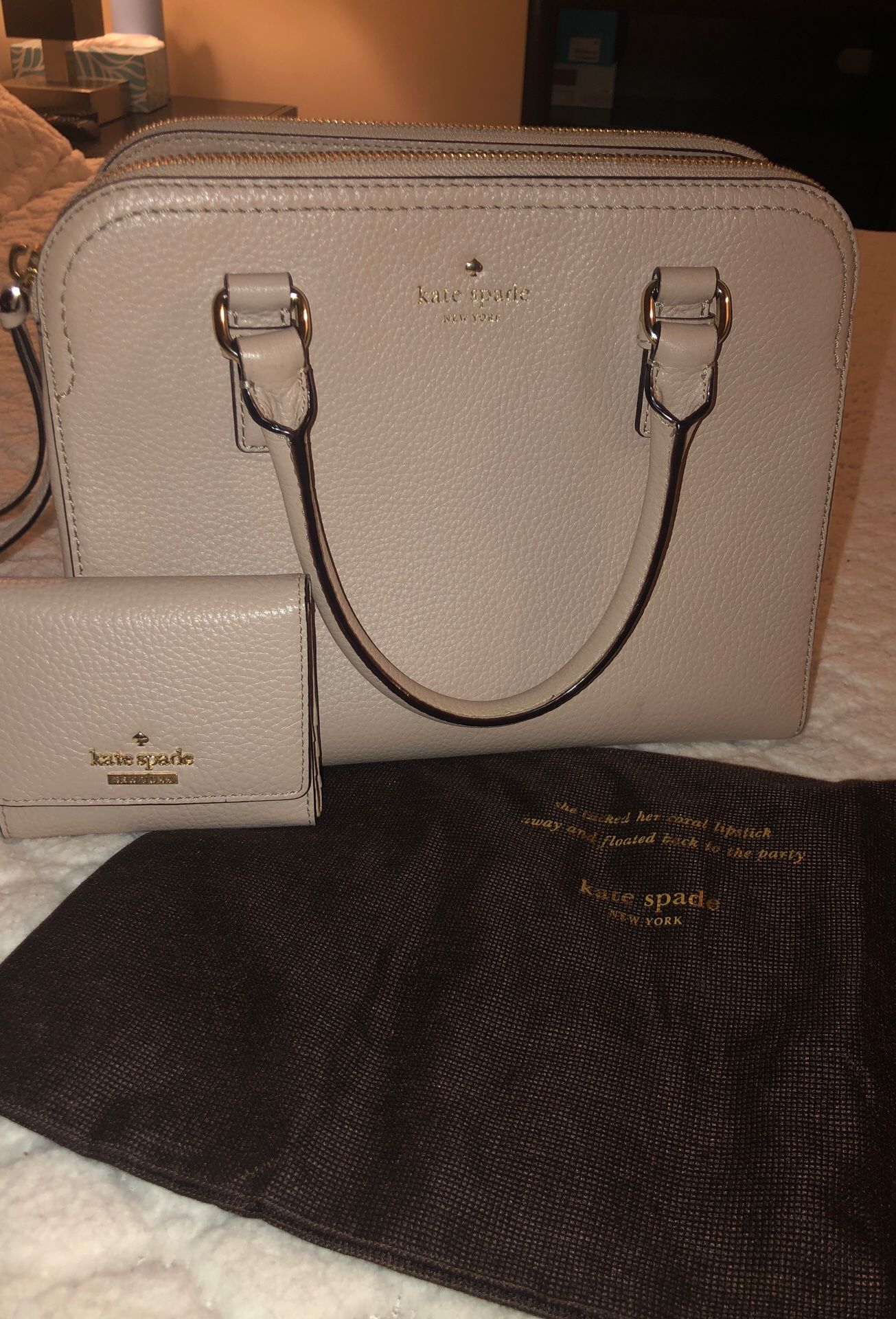 Matching Cream colored Kate Spade purse and wallet