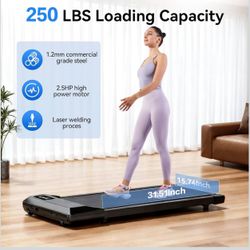 Walking Pad, Under Desk Treadmill for Home Office, LED Display, 2.5 HP Quiet Walking Jogging Machine，No-Assembly Walking pad Treadmill with APP and Re