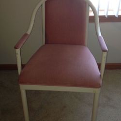 Pink Velor White Metal Desk Decorative Occassional Side Chair