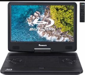 NAVISKAUTO 15.6" Portable Blu Ray Player with 13.3" 1080P HD Screen Rechargeable Battery Support HDMI Input & HDMI Output, Sync Screen, AV Out & in,