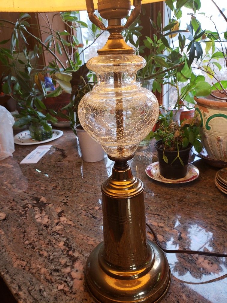 Vintage Brass & Glass Lamp 
