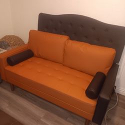 Tangerine Faux Leather Couch