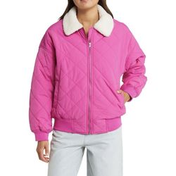 Thread & Supply Faux Shearling Collar Dad Jacket in Very Berry M NWT