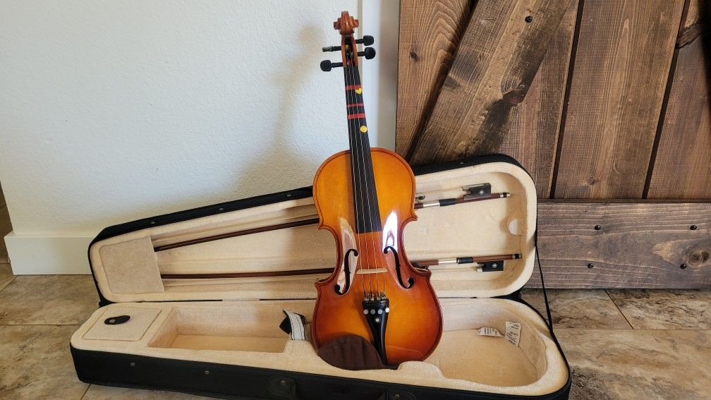 3/4 Violin Plus Case, Shoulder And Neck Rest Plus Resin