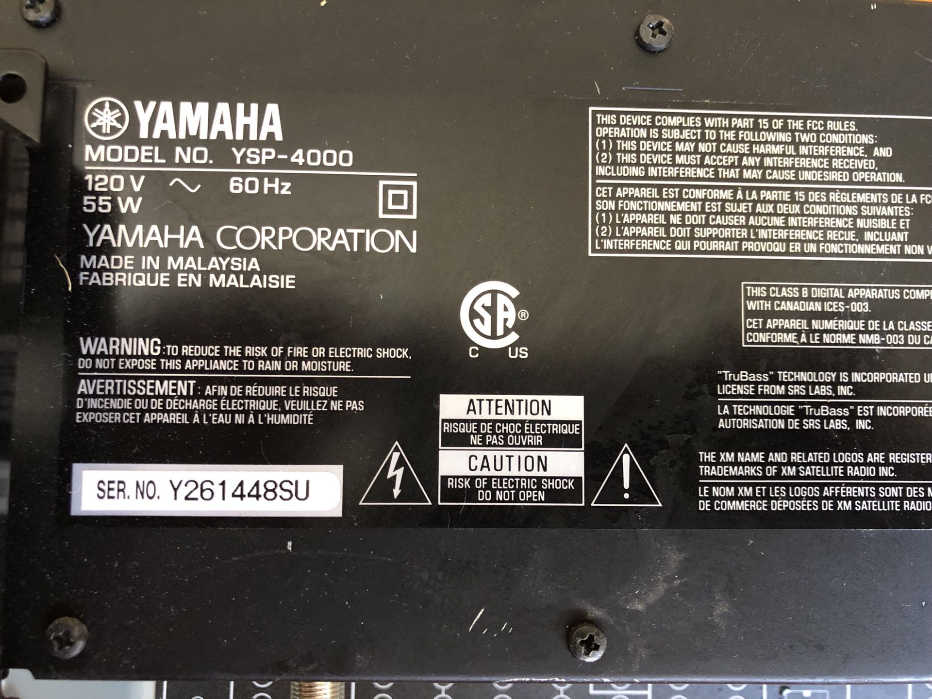 Yamaha YSP-4000 Hi-End Digital Sound Projector SoundBar for Sale
